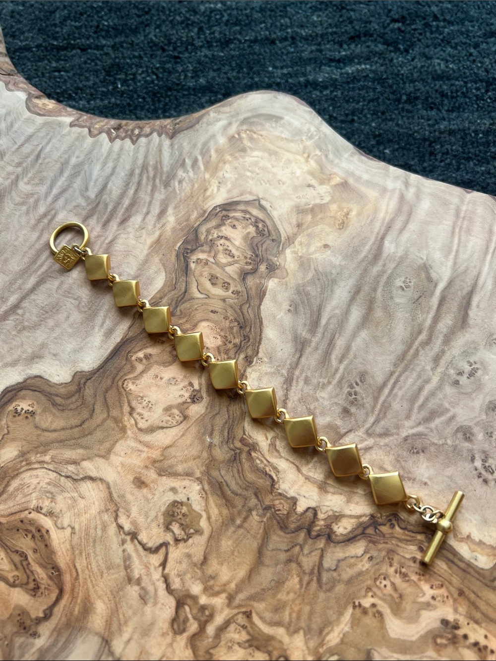 Anne Klein Gold-Tone Sculpted Square Link Bracelet